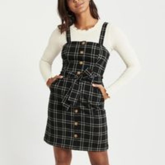 button up pinafore dress